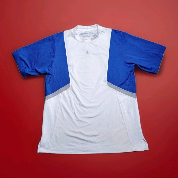 Nike Air Jordan Training Dri-FIT T-Shirt Mens Large L Blue White Athletic Top - Picture 1 of 11